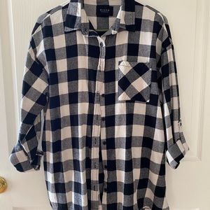 Black and white plaid, button down.